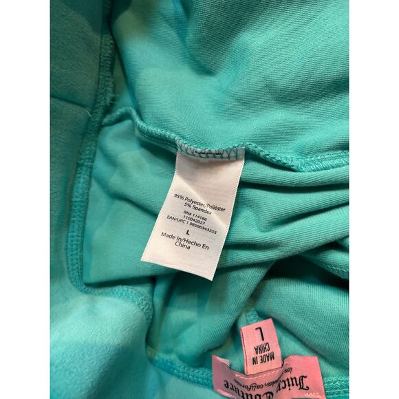 Juicy Couture Velour Track Shorts Juicy Bling Large Coastal Teal Green NWOT* - Picture 5 of 6